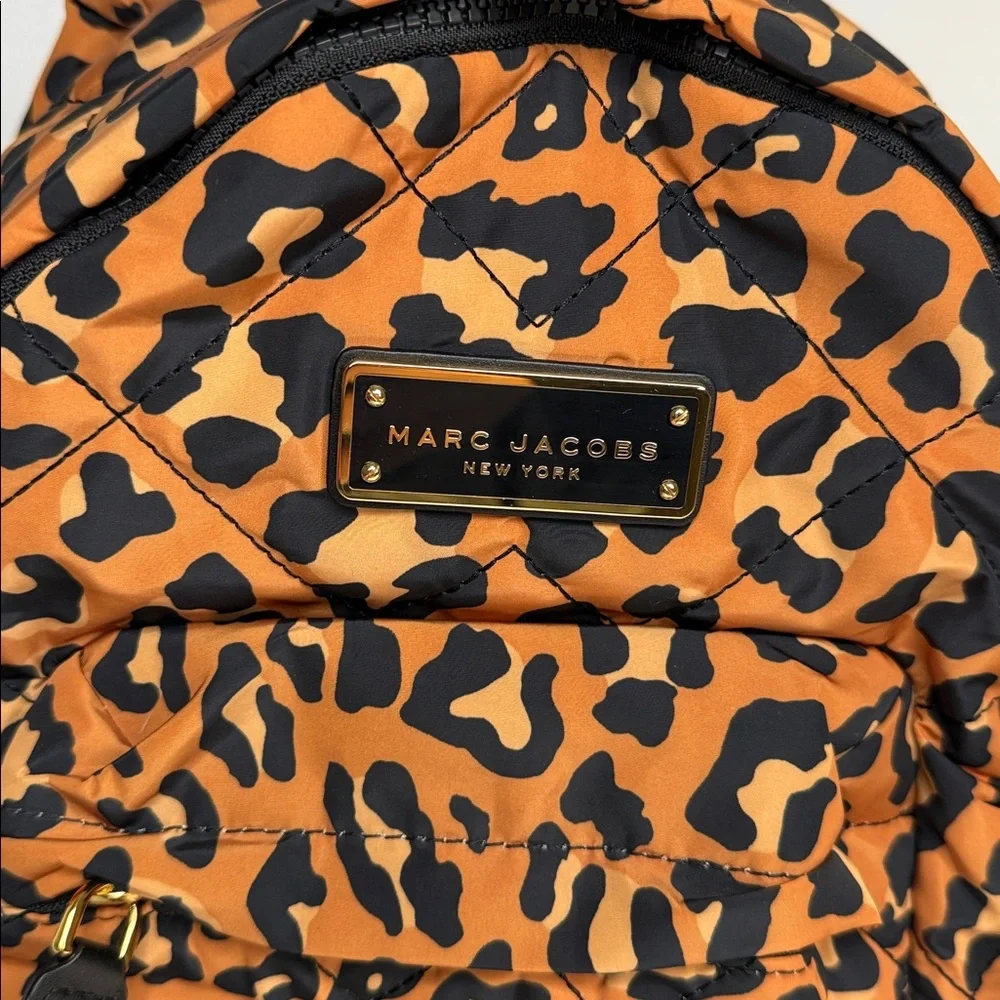 Marc Jacobs Cheetah Diamond Quilt Backpack nylon black tan purse bag backpack